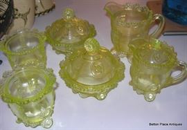 EAPG Glassware Dewey Flower Flange Vaseline