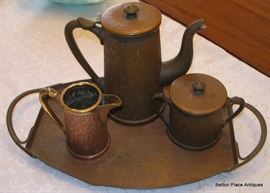 Gebruder Bing Nurnberg Germany Art Nouveau 1905 era Coffee set in Copper and Brass...check this out..