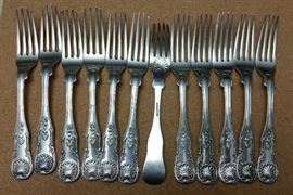 Robert & William Wilson Philadelphia Coin Silver Forks in the "Kings" Pattern from 1835.