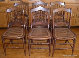 Six cane Seat Dining Chairs