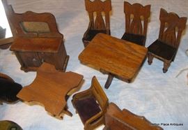Antique hand made primitive Doll House Furniture, quaint indeed