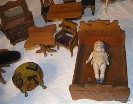 Antique hand made primitive Doll House Furniture, quaint indeed