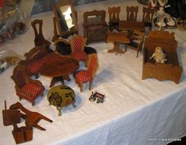 Antique hand made primitive Doll House Furniture, quaint indeed