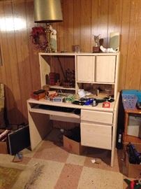 DESK $5.00! EVERYTHING ELSE IN THE HOUSE $1.00 EACH, EXCEPT SOME FURNITURE PRICED $5.00 TO $10.00! PLASTIC TABLES AND SHELFS NOT FOR SALE!