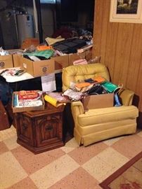 CHAIR AND TABLE $5.00 EACH! EVERYTHING ELSE IN THE HOUSE $1.00 EACH, EXCEPT SOME FURNITURE PRICED $5.00 TO $10.00! PLASTIC TABLES AND SHELFS NOT FOR SALE!