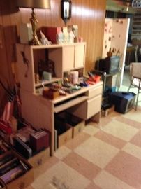 COMPUTER DESK$5.00 EVERYTHING ELSE IN THE HOUSE $1.00 EACH, EXCEPT SOME FURNITURE PRICED $5.00 TO $10.00! PLASTIC TABLES AND SHELFS NOT FOR SALE!