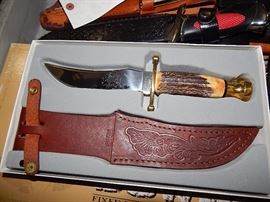 Case Bowie knives, Kodiak knives, Case XX knives, Case Knife display cabinet