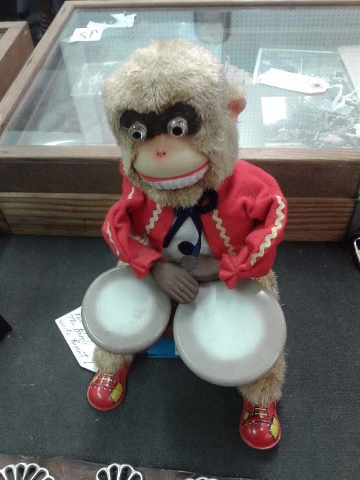 1950's Monkey Playing Bongo Drums Works Great 