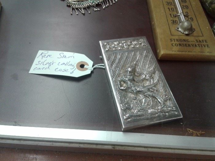 Rare Siam silver calling card case