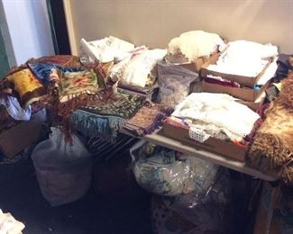 Antique Linens and Quilts  JUST A SMALL SAMPLE OF WHATS HERE