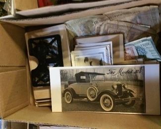 Box of Antique  Photos and Money