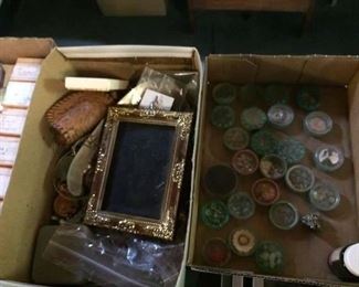 Box of costume Jewelry and misc. Items  Box of Jewelry Stones