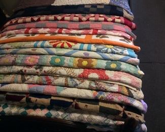 Many Hand made Antique Quilts