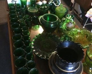 Sandwich Glass, Forest Green, Black Glass, Fenton, Etc