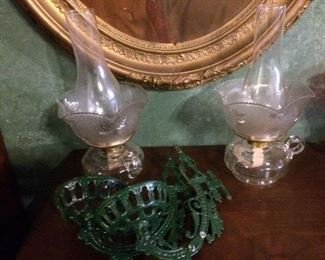 Oil Lamps with Iron Wall Brackets