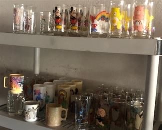 Vintage Cartoon Glasses, Collectible Glasses