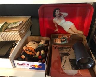 Vintage Pin Up Tray, Magazines and Topless Semi Nude Temperature Tumblers, etc    
Vintage Charlie Brown Dolls