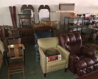 King size bedroom set, recliners, chairs, etc. 