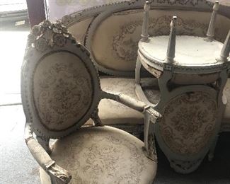 Antique Italian Sofa, 4 Arm Chairs and 2 Side chairs.  