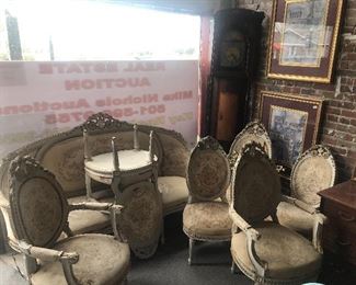 Antique Italian Sofa, 4 Arm Chairs and 2 Side chairs