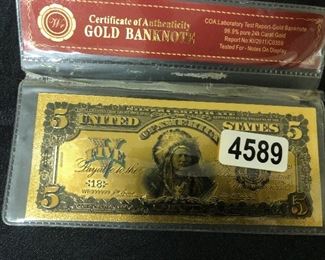 5 DOLLAR GOLD BANKNOTE   24K GOLD