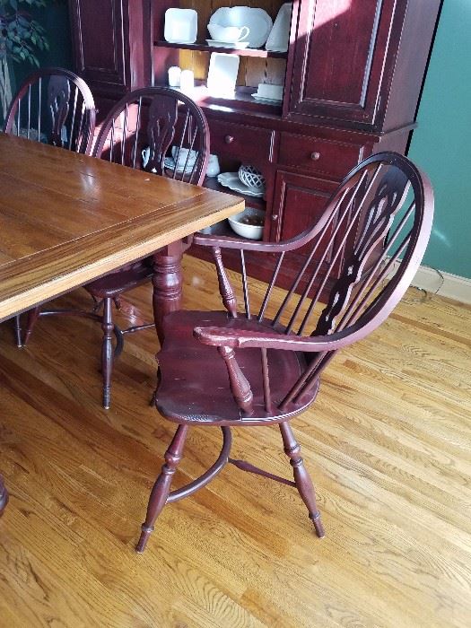 Dining Room Table with English style Windsor Splat Back Chairs. 