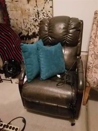 Recliner and pillows
