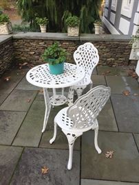 Patio table and chairs.