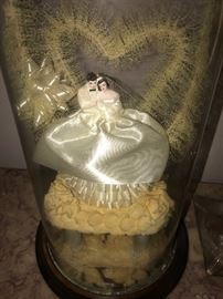 VINTAGE CAKE TOPPER INSIDE  GLASS DOME