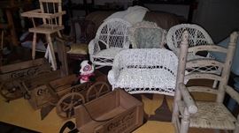 Doll Furniture & Coke Display Wagons