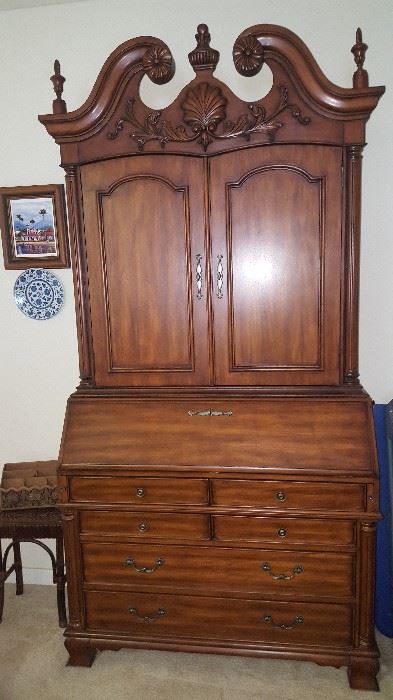 Broyhill Tapestry Village Secretary.  Excellent Condition About 90" Tall. Opens for desk use with cubby hole storage plus drawers.  Beautiful piece!