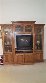Beautiful Entertainment Center, Smaller Scale. Lead Glass Inserts