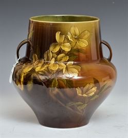 Rookwood Vase
standard glaze with flowers
by Matthew Daley
10" high, 10" diameter
late 19th century   Bid on-line November 10th -15th at www.fairfieldauction.com