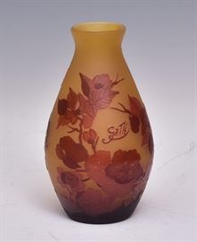 Galle Art Glass Vase
acid etched
6 1/4" high
early 20th century   Bid on-line November 10th -15th at www.fairfieldauction.com