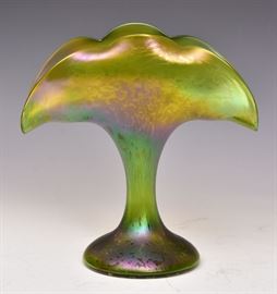 Australian Art Glass Vase
in the manner of Loetz
with oil spot decoration
9 3/4" high
circa 1910    Bid on-line November 10th -15th at www.fairfieldauction.com