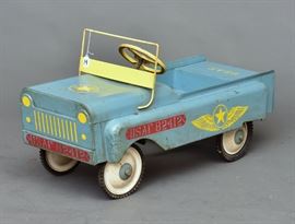 U. S. Airforce Pedal Car	
marked "U.S.A.F. 82412"
40" long
mid-20th century    Bid on-line November 10th -15th at www.fairfieldauction.com