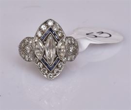 Platinum Diamond Ladies Ring
with marquise center diamond
ring size 6, 3.3 dwt gross     Bid on-line November 10th -15th at www.fairfieldauction.com