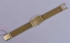 14k Gold Omega Wrist Watch	
1 1/4" x 3/4" face
7 1/2" long bracelet
37.3 dwt gross    Bid on-line November 10th -15th at www.fairfieldauction.com