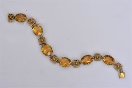 Tiffany & Co.18k Gold Citrine Bracelet and Ring	
7 1/2" long bracelet, 
ring size 6 1/4
both signed, 25.3 dwt gross
