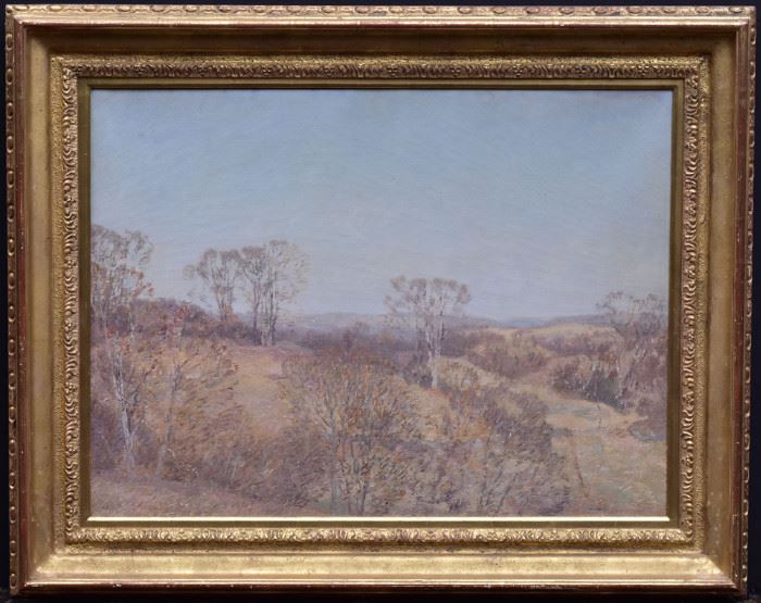 Lawrence Mazzanovich (1872 - 1946)
The Connecticut Hills
21" x 29" oil on canvas
signed lower right    Bid on-line November 10th -15th at www.fairfieldauction.com