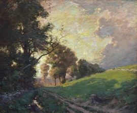 Frank A. Bicknell
An October Sunset
24" x 29" oil on canvas
signed lower left, titled on stretcher    Bid on-line November 10th -15th at www.fairfieldauction.com