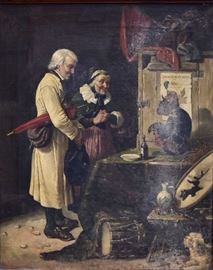 French School
The Monkey Theater
19 1/2" x 16" oil on canvas
unsigned 
late 19th century    Bid on-line November 10th -15th at www.fairfieldauction.com