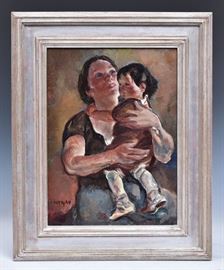 John Costigan	
Mother and Child
15 1/2" x 12" oil on masonite
signed lower left    Bid on-line November 10th -15th at www.fairfieldauction.com