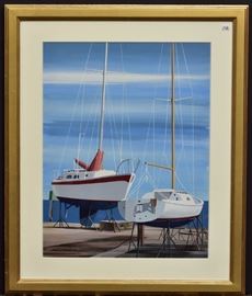 Edmund Lewandowski (1914 - 1998)	
Dry Dock
26 3/4" x 20 1/2" watercolor
signed and dated 1991 lower left    Bid on-line November 10th -15th at www.fairfieldauction.com