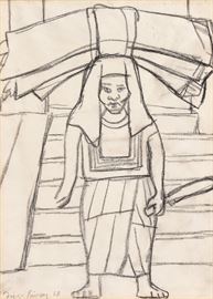 attributed to Diego Rivera
Woman of the Huave Tribe
8 1/2" x 6" conte crayon
signed and dated 1948 lower left
with accompanying documentation    Bid on-line November 10th -15th at www.fairfieldauction.com