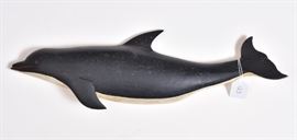 Clark Voorhees Dolphin Carving	
18" long
signed on the back    Bid on-line November 10th -15th at www.fairfieldauction.com