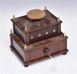 Sailor Made Sewing Box
with line inlay, 6 1/2" high
19th century    Bid on-line November 10th -15th at www.fairfieldauction.com