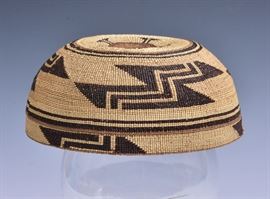 Hupa Native American Basketry Hat
7" diameter
early 20th century    Bid on-line November 10th -15th at www.fairfieldauction.com