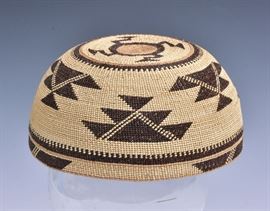 Hupa Native American Basketry Hat	
7" diameter
early 20th century   Bid on-line November 10th -15th at www.fairfieldauction.com