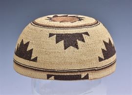 Hupa Native American Basketry Hat
7" diameter
early 20th century    Bid on-line November 10th -15th at www.fairfieldauction.com